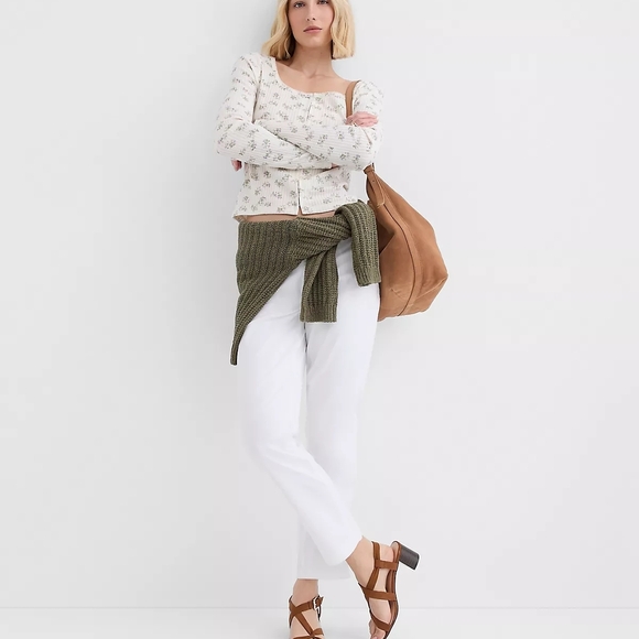 LOFT Pants - LOFT White Straight-Leg "The Slim" Pants